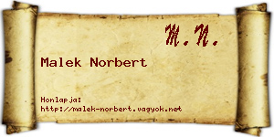 Malek Norbert névjegykártya